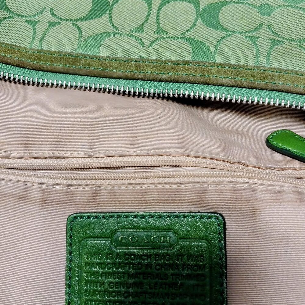 COACH Neon Lime Green Signature Monogram Soho Y2K Bag RARE Color Tassel 9362 - Picture 12 of 16